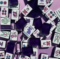 160 pièces de Mahjong américain en acrylique luxueux, tuiles violettes « Lucky Rabbit » en cristal, écologiques et portables, cadeau de divertissement