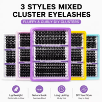 Cils en bouquets volume russe 60D 80D 100D haute densité 15 rangées naturelles courbées en C 8-16mm 300 paires DIY individuels style épais