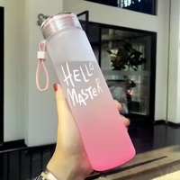 Ming Chuan para niños grande portátil 800ml tipo paja botella de agua lindo oso gradiente diseño verano plástico mano agarre