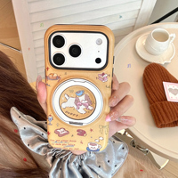 Coréen 360 °   Coque de téléphone antichoc rigide avec support magnétique rotatif motif chiot de dessin animé pour iPhone 17 Pro Max 16 15 14 13