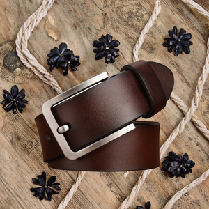 Ceinture en cuir pleine fleur de vache véritable, logo de marque personnalisé, style vintage, élégante, boucle en alliage, ceinture pour homme Jessi - Product Image 3