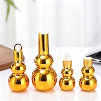 Vente en gros de flacons en verre gourd électro-plaqué doré pour cosmétiques, contenants compte-gouttes pour huiles essentielles, 10 ml, 20 ml, 30 ml, 50 ml, 100 ml