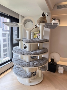 Hamacas para Gatos de Alta Calidad con Diseño de Escalera Alta y Poste Rascador de Tubo de Papel, Juguetes para Mascotas, Torre de Lujo para Gatos, Ideal para Familias con Múltiples Gatos - Product Image 2