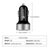 Cargador de Coche PD+USB QC3.0 38W, Cargador Rápido para Teléfono, Adaptador para Encendedor de Cigarrillos de 12-24V con Pantalla LED de Voltímetro