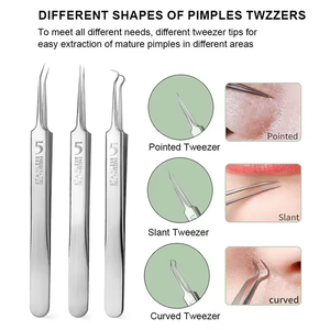Kit professionnel d'extraction de points noirs et d'acné en acier inoxydable – Outil de suppression des comédons et de boutons, <span class=keywords><strong>pince</strong></span> à cellules pour le visage - Product Image 5