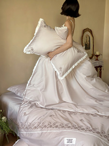 Biancheria da letto da sposa in pizzo tridimensionale fodera per federa da letto di prima scelta francese romantico - Product Image 5