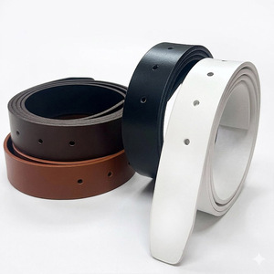 Sangle de ceinture en cuir pleine fleur italien de qualité supérieure, origine Corée, 30 mm x 120 cm, 5 trous, remplacement sans boucle, OEM - Product Image 3