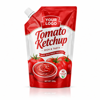 Pochette à bec verseur personnalisée pour ketchup, emballage liquide pour sauces avec bouchon pour marques alimentaires