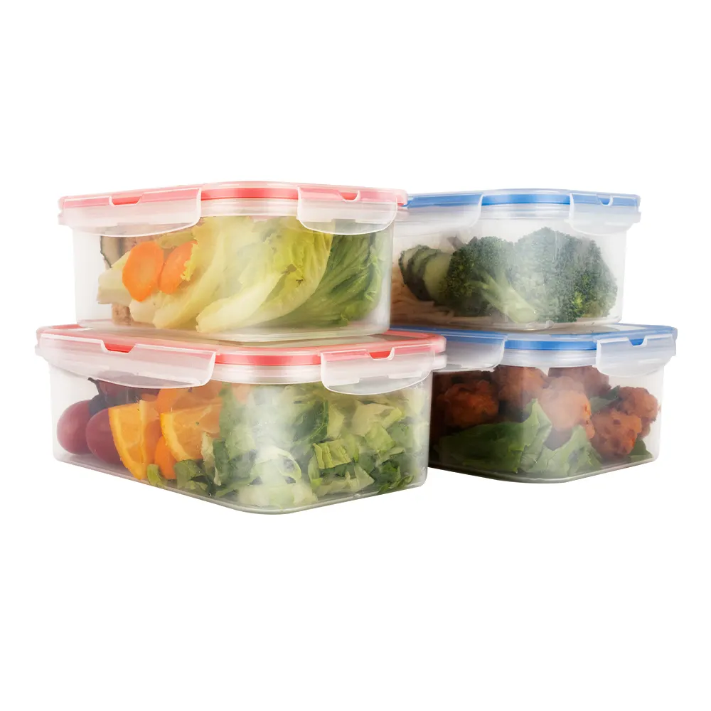 BPA-Free Airtight Plastic Meal Prep Food Storage Containers Set with Easy Snap Lids for Pantry & Kitchen Organization