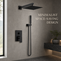 Ensemble de douche AMAXO anti-traces de doigts noir mat, système de douche encastré, adapté aux hôtels et aux villas
