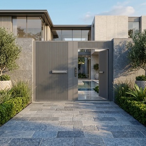 Porte d'entrée moderne en aluminium à lattes Archino |   Porte d'entrée intelligente pour villa <span class=keywords><strong>avec</strong></span> accès piétonnier - Product Image 6