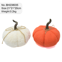 Grande citrouille tricotée artificielle orange, personnalisable, pour décoration rustique de ferme, idéale pour Thanksgiving et Halloween