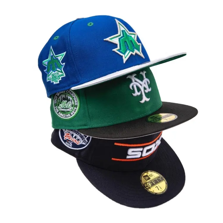 Cappello aderente personalizzato con ricamo 3D era della squadra di baseball di nuova moda