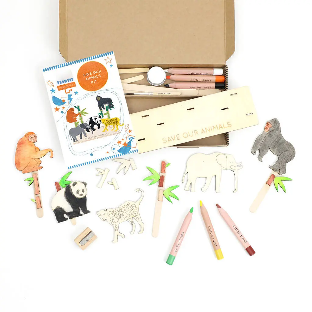 Conjunto de pintura de animais, conjunto de animais embutidos e pintura faça você mesmo atividade presentes de aniversário criança brinquedos educativos kit de artesanato de animais