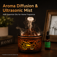 Diffuseur d'arômes Flamme Volcanique Relaxante avec Bruit Blanc et Effet Goutte d'Eau, Humidificateur à Brume Méduse pour l'Aide au Sommeil et le Soulagement de l'Anxiété