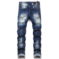 Jean skinny homme tendance, style européen, déchiré, délavé, brodé, extensible, pour jambes fines – Meilleures ventes