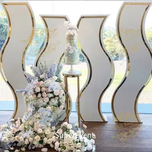 Luxury Big Size Flower Style White Pvc Wedding Event Backdrop For Decoration Romantic Golden Pvc Wedding Backdrop For Event