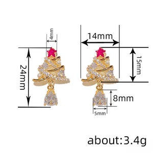 E4328 Orecchini pendenti con cristalli verdi a forma di stella placcati in oro 18 carati per le donne, gioielli carini da festa - Product Image 6