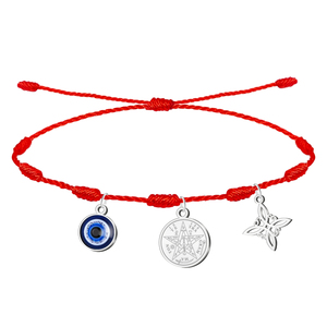 Portafortuna e protettivo bracciale 7 nodi con nodo da strega Tetragrammaton in acciaio inox occhio turco ciondoli e ciondoli alla moda - Product Image 1