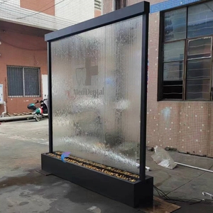 Fuente de agua de vidrio templado con base de acero inoxidable y cascada miniatura. - Product Image 5