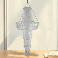Lustre suspendu en acrylique perlé pour accessoires de mariage, rideau lumineux pour hôtel, salle de mariage, fête, décoration de plafond