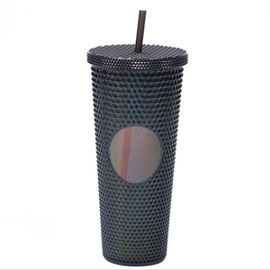 Gobelet en plastique à double paroi de 700ml à large bouche Gobelet de camping à main réutilisable avec paille - Product Image 5