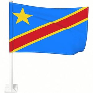 Drapeau en polyester de la République démocratique du Congo 30x45cm, personnalisable avec logo, à clipser sur vitre de voiture, décoration pour véhicule, vente en gros - Product Image 1
