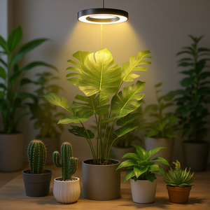 Lámpara LED de Cultivo Circular de Espectro Completo, 9 Niveles de Intensidad, Altura Ajustable, Temporizador Automático, Luz de Crecimiento para Plantas, Blanco Cálido, Rojo y Azul - Product Image 2