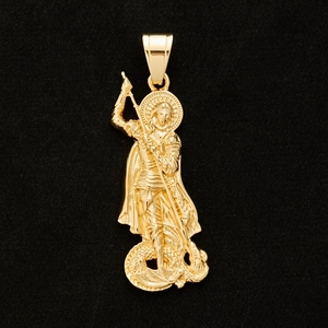 Pendentif Dragon-Slaying Saint-Michel et Saint-<span class=keywords><strong>Georges</strong></span> Vintage en Acier Inoxydable 316 Plaqué Or 18 carats PVD Style Hip Hop – Meilleure Vente - Product Image 3