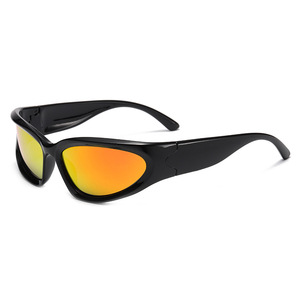 Polarized Y2k <strong>Wrap</strong> <strong>Around</strong> <strong>Women</strong> <strong>Sunglasses</strong> Futuristic Gold Mirror Oval Sun Glasses Men 2000's Punk Shades Eyewear Female UV400 - Product Image 1
