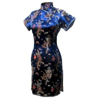 Robe Tang élégante pour femmes, style vintage, vieux Shanghai, dragon et phénix, Qipao CTCS-008