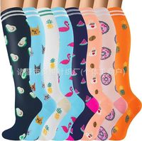 Chaussettes de compression à motifs variés dégradés pour la fête d'Halloween 2026, hauteur genou, pour la course, le yoga, les voyages et l'allaitement