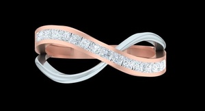 Twisted Sterling Silver Classic Brilliant Cut Diamond <b>Infinity</b> Bezel Set IGI Certified Wedding Band Engagement Ring Gold Rhodium - Product Image 2