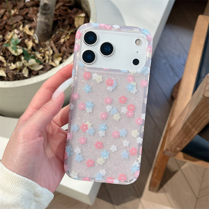 เคสโทรศัพท์ลายดอกไม้ไล่เฉดสีฤดูร้อนสำหรับ iPhone 17 16 15 14 Pro Max แบบวิบวับ IMD ประดับกลิตเตอร์เคลือบทอง  ฝาหลังเลเซอร์หลากสี สำหรับสาวๆ - Product Image 4