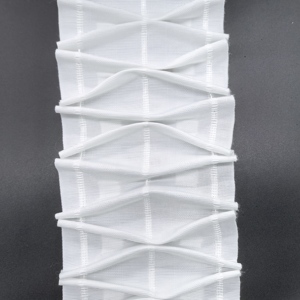 Ruban de plissage en polyester ZhenDe blanc, motif traditionnel smocké, 8 cm, avec poches à crochets, pour rideaux - Product Image 3