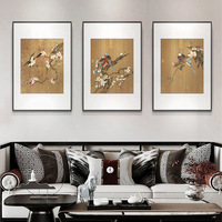 Peintures décoratives suspendues de style chinois avec des fleurs et des oiseaux pour la maison, la salle de thé