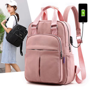 Sac à dos de voyage personnalisé pour femme avec port de charge USB, doublure en nylon, fermeture éclair - Product Image 1