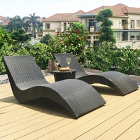 Chaise longue extérieure en forme de S en gros d'usine canapé de piscine lit de soleil