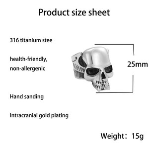 Skull <b>Ring</b> <b>Titanium</b> Steel Silver Men's Retro Punk Jewelry Gift 29007 - Product Image 5