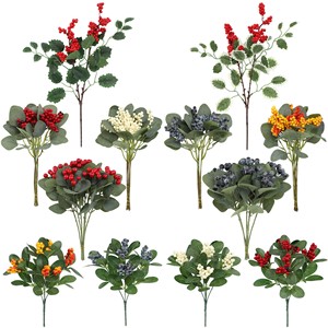 Guanyi Ramas de Bayas Artificiales con Hojas Verdes para Decoración Navideña del Hogar y Accesorios de Fotografía - Product Image 5