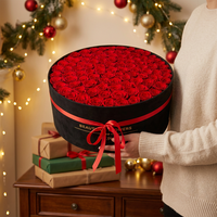 AM-GPA14 Ammy 99 Rose 2 en 1 Fleurs éternelles faites à la main Boîte cadeau en carton pour la Saint-Valentin Boîte vide noire