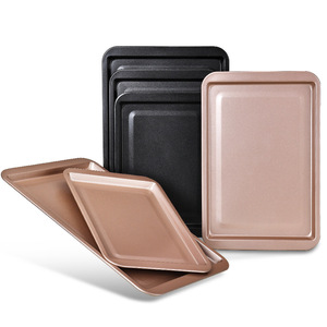 Molde para hornear antiadherente de acero al carbono, champán, oro, negro, hoja rectangular para galletas, pastel, <span class=keywords><strong>Pizza</strong></span>, plato para pan, bandeja para hornear - Product Image 6