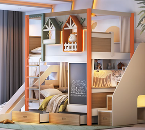 Lit pour enfants en bois massif, lit mezzanine, <span class=keywords><strong>maison</strong></span> dans les arbres, lit château, lit <span class=keywords><strong>mère</strong></span>-<span class=keywords><strong>enfant</strong></span>, petite <span class=keywords><strong>maison</strong></span> - Product Image 5