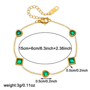 Fashion Charm Bracelet Geometric Square Heart Shape Zinc Alloy Bezel Setting Jewelry Accessory - Product Image 4