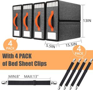 4 Pack Foldable Rectangle Linen <b>Bed</b> Sheet & Bedding Organizer with 35L Capacity 41x34x14CM - Product Image 4