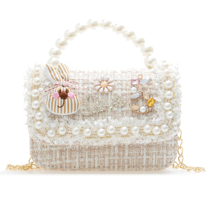 Pearl Flower Decor Plush Crossbody Bag Rabbit Princess Cartoon Mini Shoulder Handbag Coin <b>Wallet</b> Wholesale For Daily Use - Product Image 1