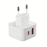 Adaptateur Chargeur Secteur 20W à 2 Ports USB-C et USB-A à Charge Rapide pour Téléphones Portables, Ordinateurs Portables et Tablettes, Compatible Prises EU, UK, US