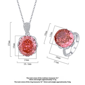 High Quality Jewelry Eco-friendly Copper Dazzling Brilliance <b>Iced</b> <b>Out</b> Oval Cut 14*16mm Multicolor Cubic Zirconia Jewelry Sets - Product Image 2