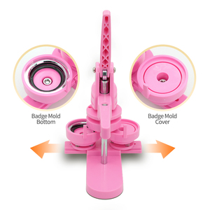 Machine manuelle DIY pour badges 58mm/44mm 3-en-1 à pression coulissante avec boîtier ABS - <span class=keywords><strong>Kit</strong></span> complet Rose/Vert au choix - Product Image 6