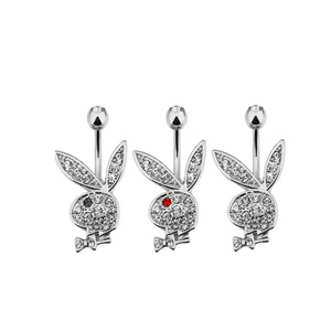 <span class=keywords><strong>Anello</strong></span> con pulsante per campana di coniglio colorato personalizzato in acciaio inossidabile impermeabile simpatico <span class=keywords><strong>anello</strong></span> per <span class=keywords><strong>ombelico</strong></span> di coniglio - Product Image 2